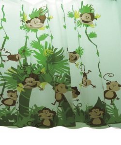 וילון אמבטיה בד קופים