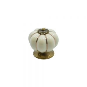 ידית כפתור קרמיקה P15 – קרם עם עיטור זהב