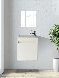 ארון  אמבטיה דגם סולו לבן כיור לבן כולל כיור איטגרלי או משטח עץ אלון