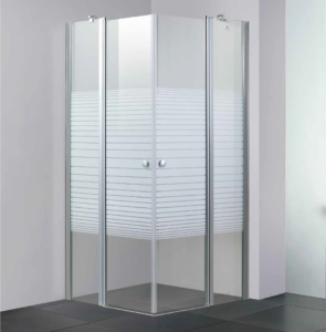 מקלחון פינתי שני דלתות ושני יח’ קבועות זכוכית מחוסמת מידות לבחירה