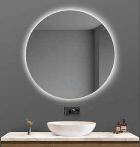 מראה קריסטל עגולה עם תאורה 80 ס"מ